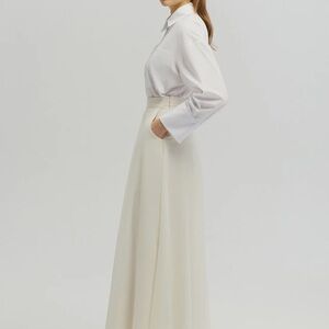 Cream Chiffon Maxi A-Line Skirt